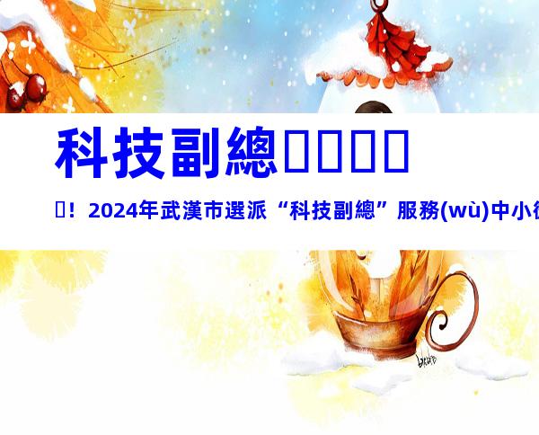 科技副總！2024年武漢市選派“科技副總”服務(wù)中小微企業(yè)申報條件、選派程序